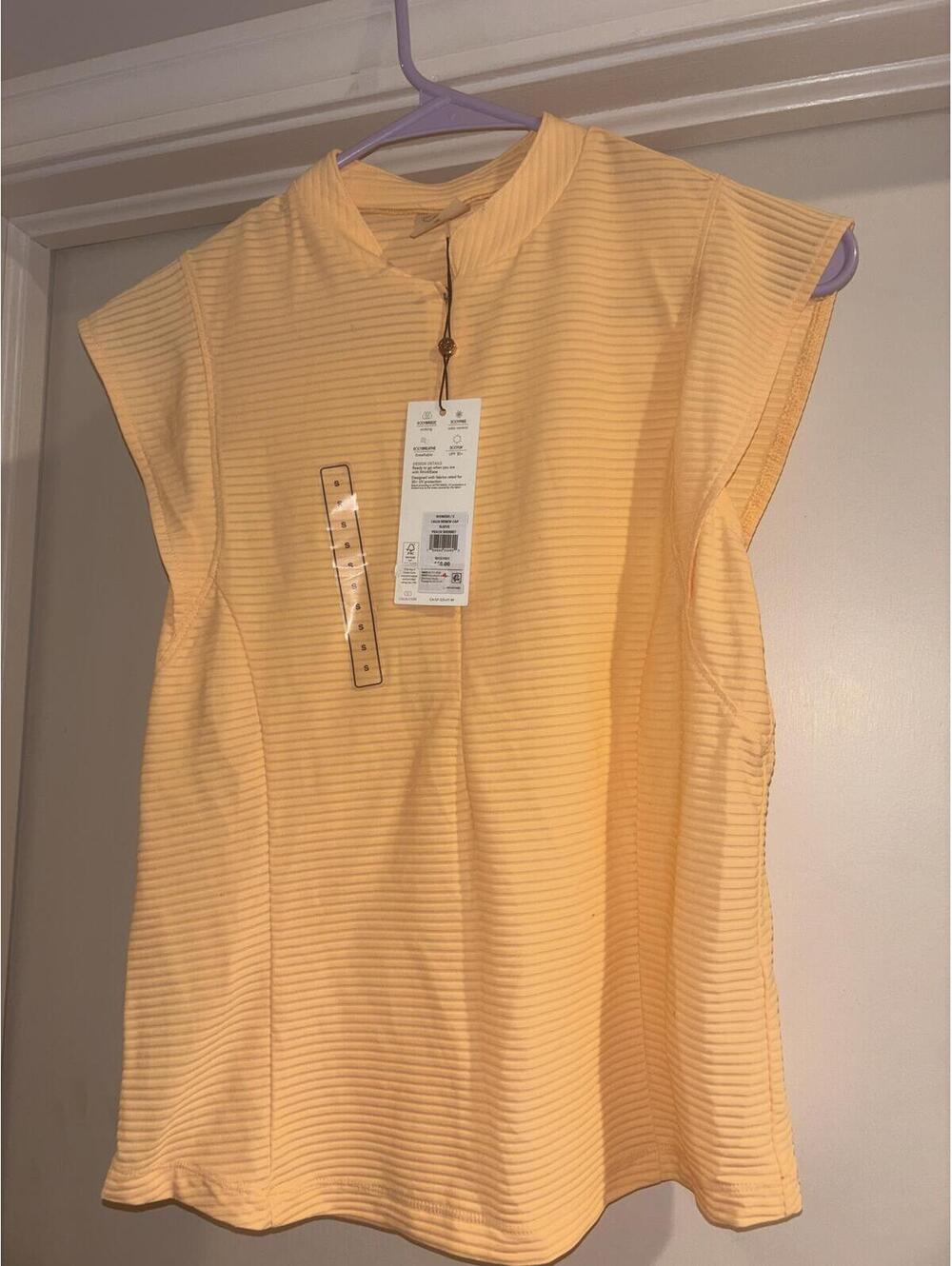 Calia Golf Renew Cap Sleeve Polo Peach Sherbet UPF 30+ NWT Small